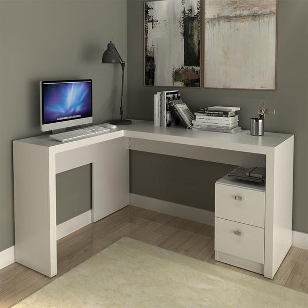 Imagem de Mesa com 2 Gavetas para Escritório Home Office ME4129 MDP Branco G69 - Gran Belo