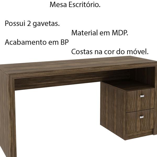 Imagem de Mesa com 2 Gavetas para Escritório Home Office ME4130 MDP Nogal G69 - Gran Belo