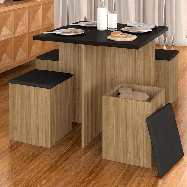 Imagem de Mesa Com 4 Banquetas Berlim Boreal/preto Fosco/pret - Móveis Arapongas