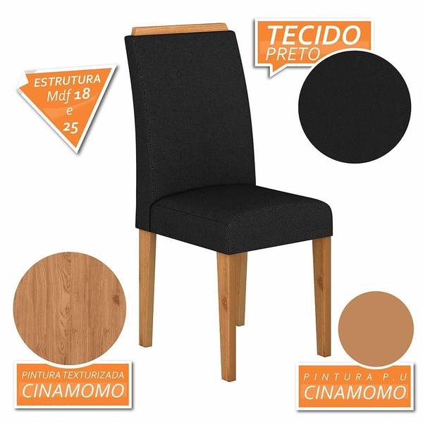 Imagem de Mesa Com 4 Cadeiras Benim Preto Fosc/cinamomo/preto - Móveis Arapongas