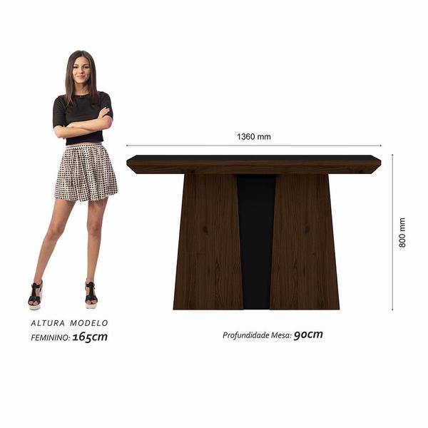 Imagem de Mesa Com 4 Cadeiras Brisa 1,36 Imbuia/preto/bege - Móveis Arapongas