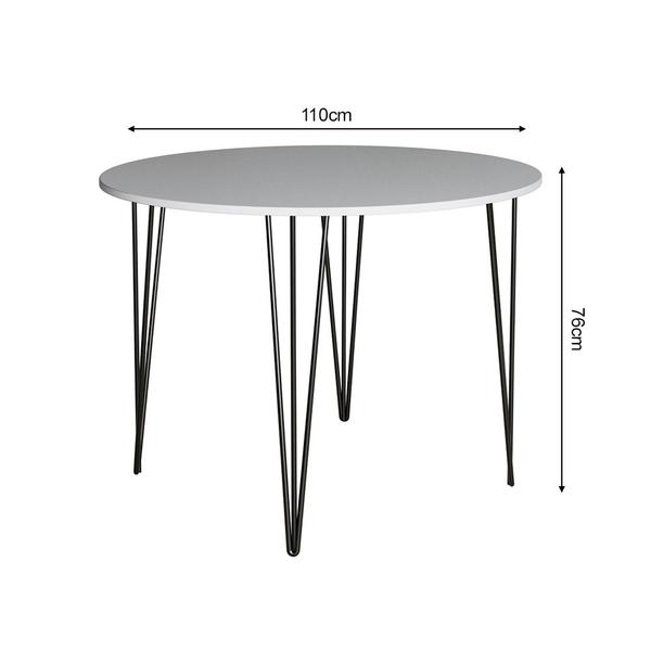 Imagem de Mesa com 4 Cadeiras Katrina Preta Elen Hairpin 110cm Jantar Branca com Ferro Preto