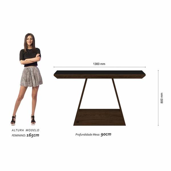 Imagem de Mesa Com 4 Cadeiras Nápoles 1,36 Imbuia/preto/cinza - Móveis Arapongas