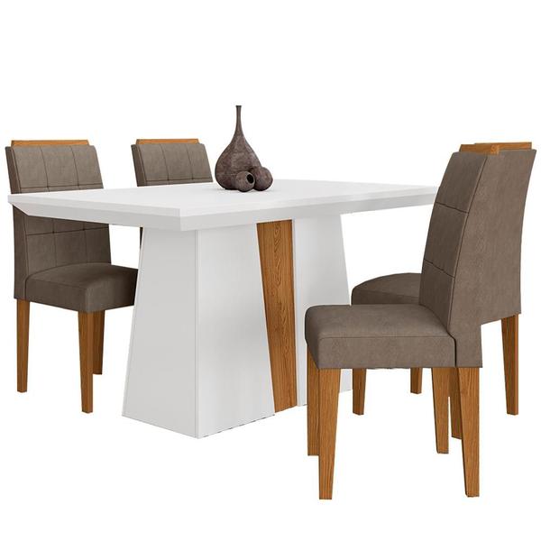 Imagem de Mesa Com 4 Cadeiras Nepal 1,36 Branco/cinam/capucci - Móveis Arapongas