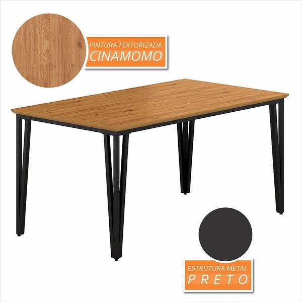 Imagem de Mesa Com 6 Cadeiras Industrial 1,60 Ibiza Pt/cn/beg - Móveis Arapongas