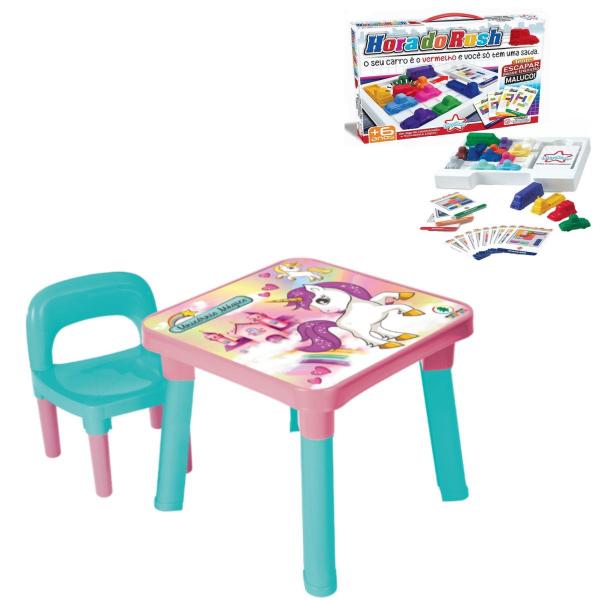 Imagem de Mesa Com Cadeira Infantil Unicórnio Educativa + Hora Do Rush