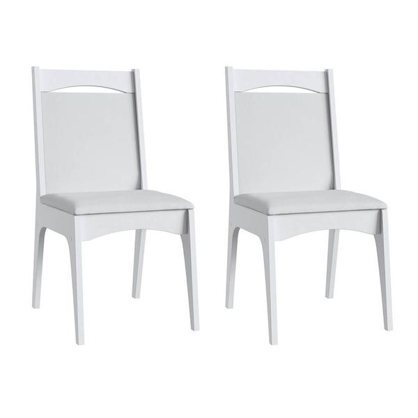 Imagem de Mesa com Cadeiras Sala de Jantar MDF Branco Lilies Móveis