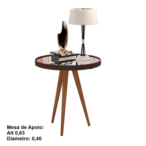 Imagem de Mesa Com Espelho Apoio Adnet Plus 40cm Marrom - Comprar Moveis para sua Casa