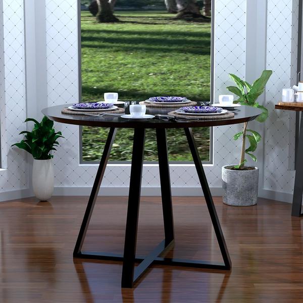 Imagem de Mesa com Pés de Ferro Jantar Laís 90 Cm Modelo Industrial Preto