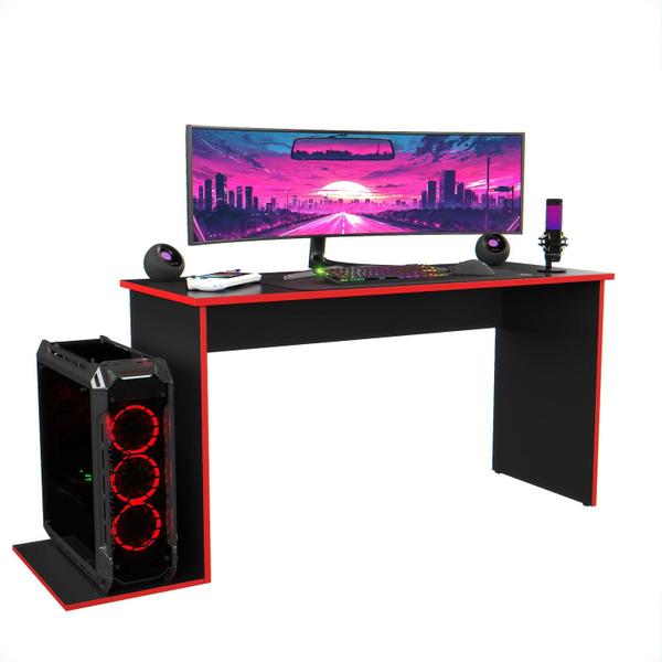 Imagem de Mesa Compacta Com Espaço 2 Monitores Gamer Ideal Industrial Madri