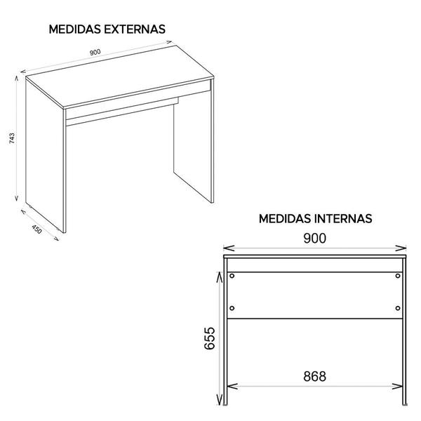 Imagem de Mesa Computador Para Escritório 90 Cm Bege Recta Caemmun