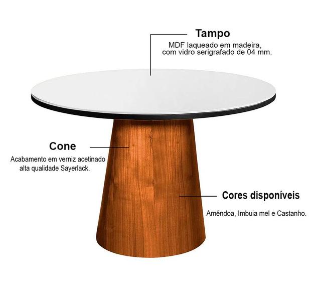 Imagem de Mesa Cone 4 Lugares Tampo Branco/Preto 1,2m - Cerc