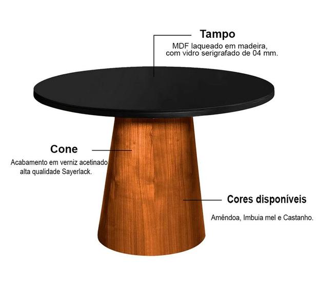 Imagem de Mesa Cone 4 Lugares Tampo Preto 1,1m - Cerc