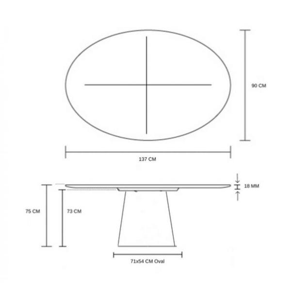 Imagem de Mesa Cone Oval 137x90cm Tampo Madeira Freijó Base Madeira