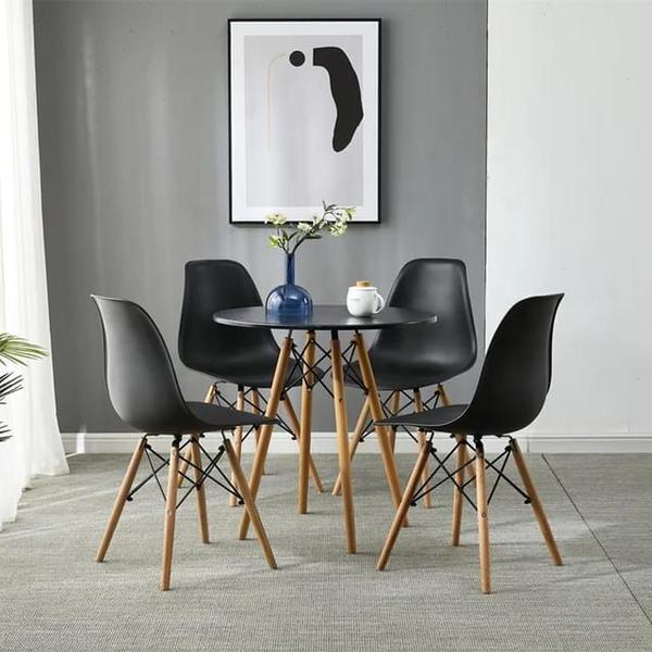 Imagem de Mesa Cozinha Eiffel Eames Tampo Madeira 90cm Preto