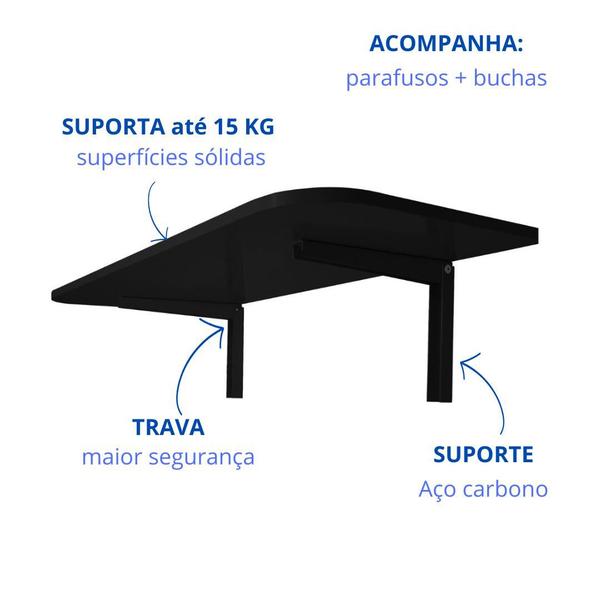 Imagem de Mesa Cozinha Ou Quarto Dobrável Retrátil De Parede 50x40cm