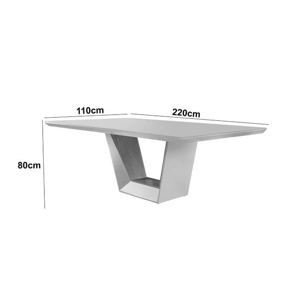 Imagem de Mesa Cristal 2200 X 1100 com 8 Cadeiras Bari Cinamomo Imbuia/Laq. Champanhe