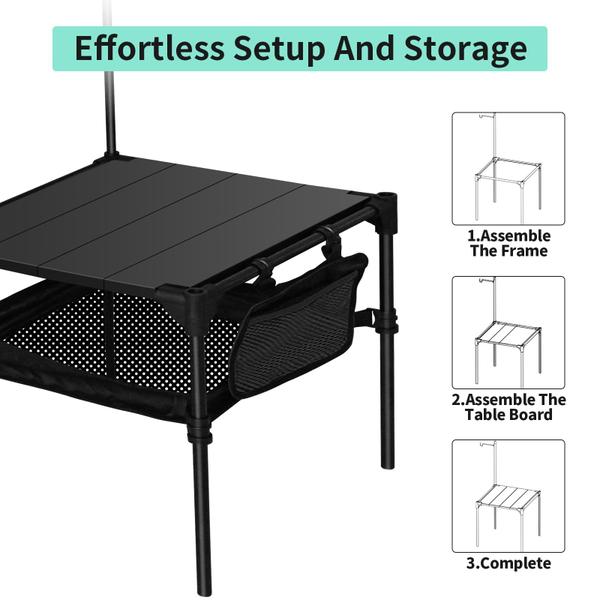 Imagem de Mesa de acampamento AnYoker portátil dobrável com bolsa de transporte (preta/L)