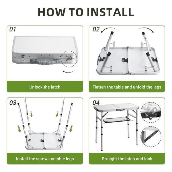 Imagem de Mesa de acampamento WHOMASS pequena de 2 pés, dobrável, 3 de altura ajustável