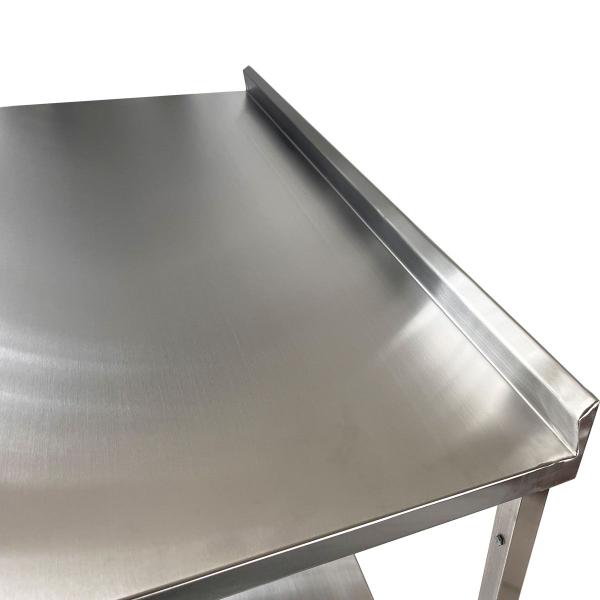 Imagem de Mesa de Aço Inox Industrial 100x70x90 cm com 1 Prateleira Plano Liso com Espelho Nortinox