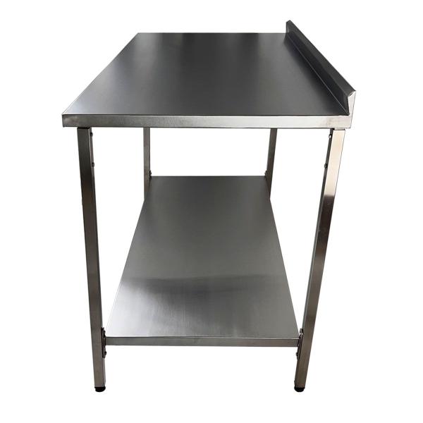 Imagem de Mesa de Aço Inox Industrial 100x70x90 cm com 1 Prateleira Plano Liso com Espelho Nortinox