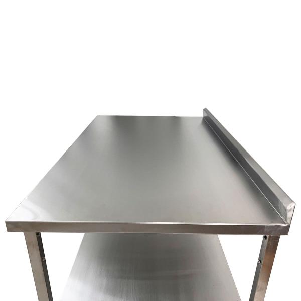 Imagem de Mesa de Aço Inox Industrial 100x70x90 cm com 2 Prateleiras Plano Liso com Espelho Nortinox