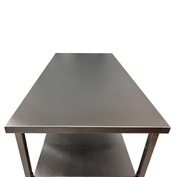 Imagem de Mesa de Aço Inox Industrial 110x70x90 cm com 2 Prateleiras Plano Liso Nortinox