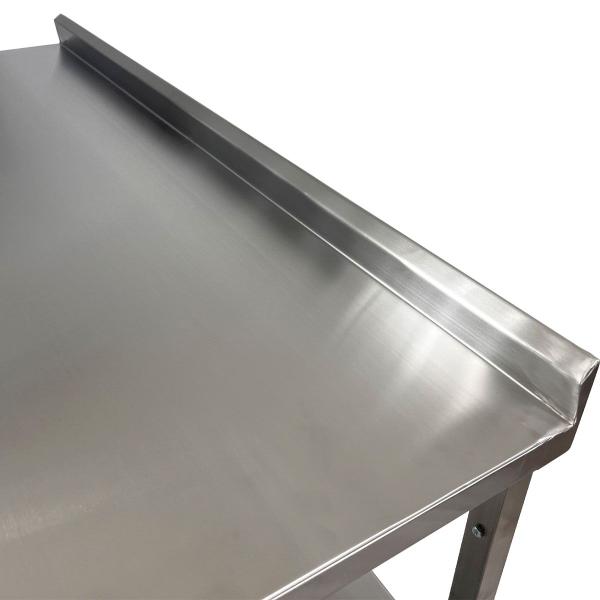 Imagem de Mesa de Aço Inox Industrial 130x70x90 cm com 2 Prateleiras Plano Liso com Espelho Nortinox