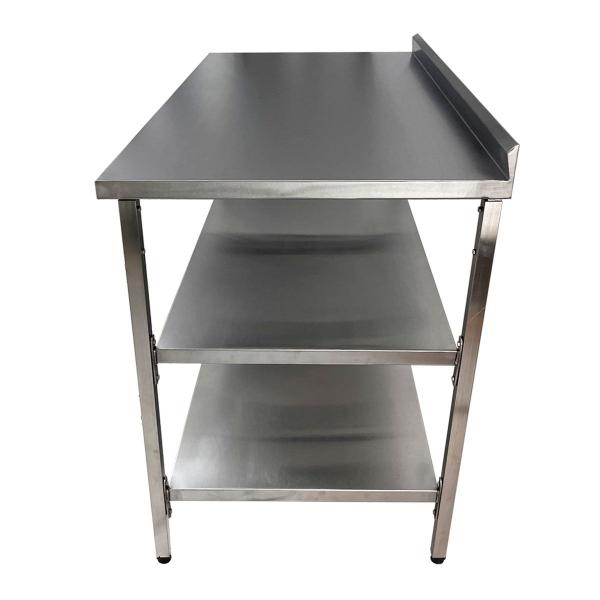 Imagem de Mesa de Aço Inox Industrial 140x60x90 cm com 2 Prateleiras Plano Liso com Espelho Nortinox