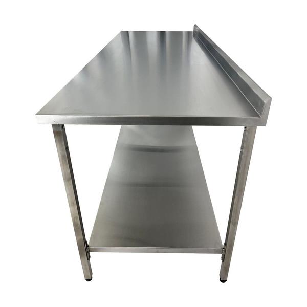 Imagem de Mesa de Aço Inox Industrial 170x70x90 cm com 1 Prateleira Plano Liso com Espelho Nortinox