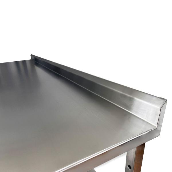 Imagem de Mesa de Aço Inox Industrial 180x60x90 cm com 2 Prateleiras Plano Liso com Espelho Nortinox