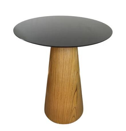 Imagem de Mesa de Apoio Cone Base Laminada em Madeira Natural - Tampo Laqueado 70 cm Altura 70 cm