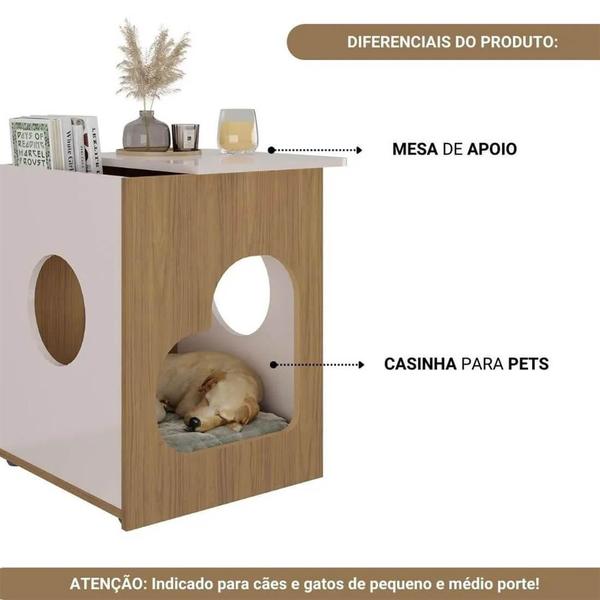 Imagem de Mesa de Apoio e Lateral com Nicho Espaçoso para Pet Artely Pet Encanto 60x52x45cm