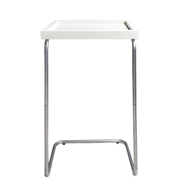 Imagem de Mesa De Apoio Lateral Para Sofá/Cama Branco/Prata 70X40X30Cm