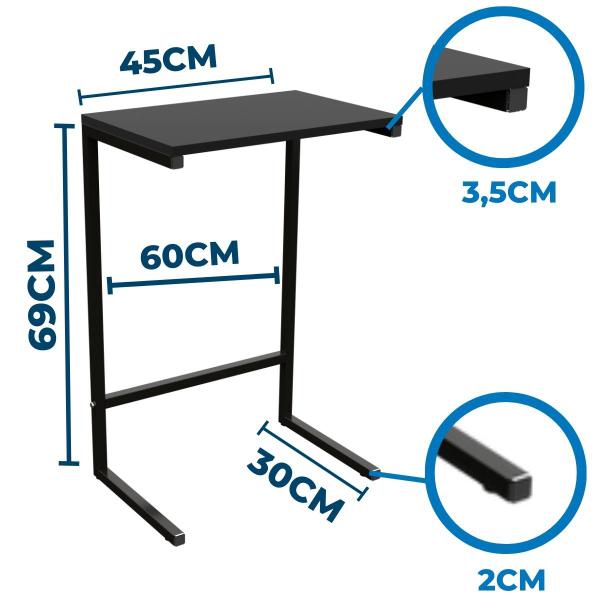 Imagem de Mesa De Apoio Lateral Retangular Dicarlo Para Sofá Cama Multiuso Segura Bebidas Alimentos Objetos