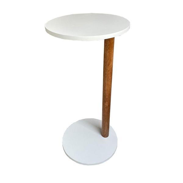 Mesa De Apoio Monopé Lateral Redonda Para Sofá Ou Cama Branca - Lubrano