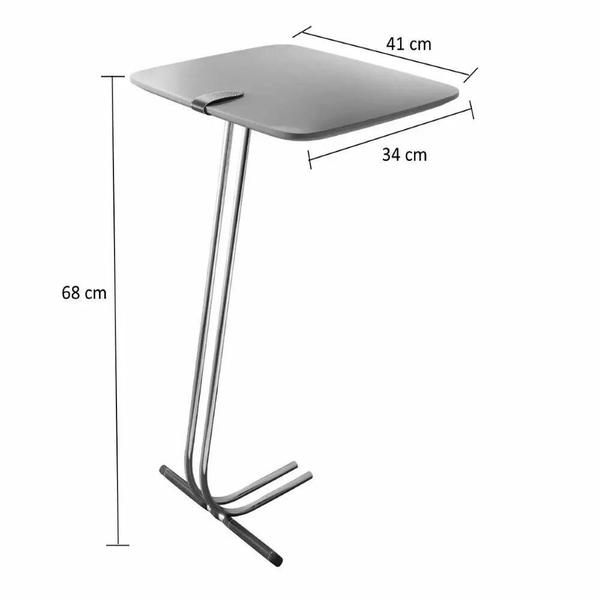 Imagem de Mesa de Apoio para Sofá Bandeja Branca Base Cromada