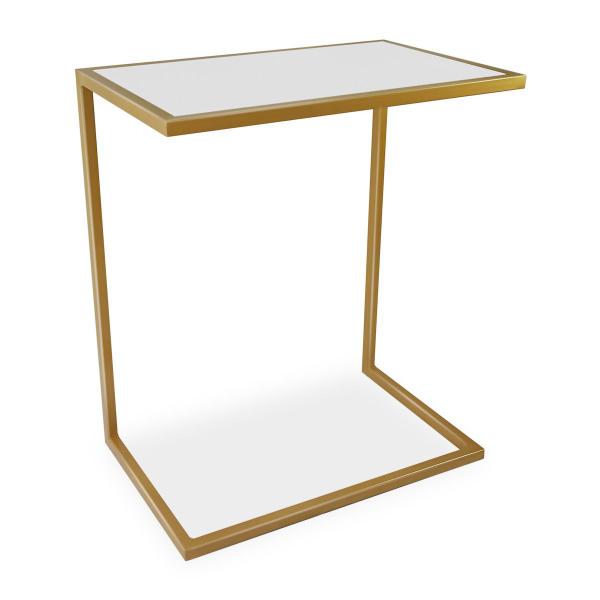 Imagem de Mesa de Apoio para Sofá Belfast - Dourado/Branco