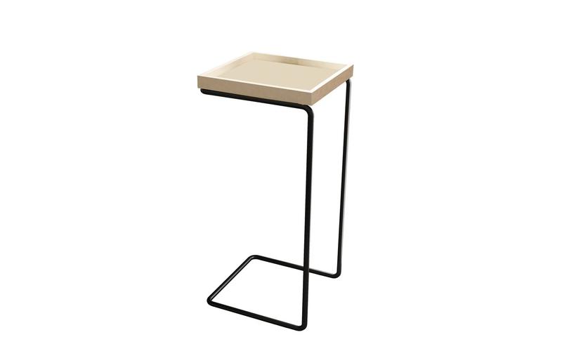 Imagem de Mesa De Apoio Sofá Anny Base Metal Preto Tampo Off White