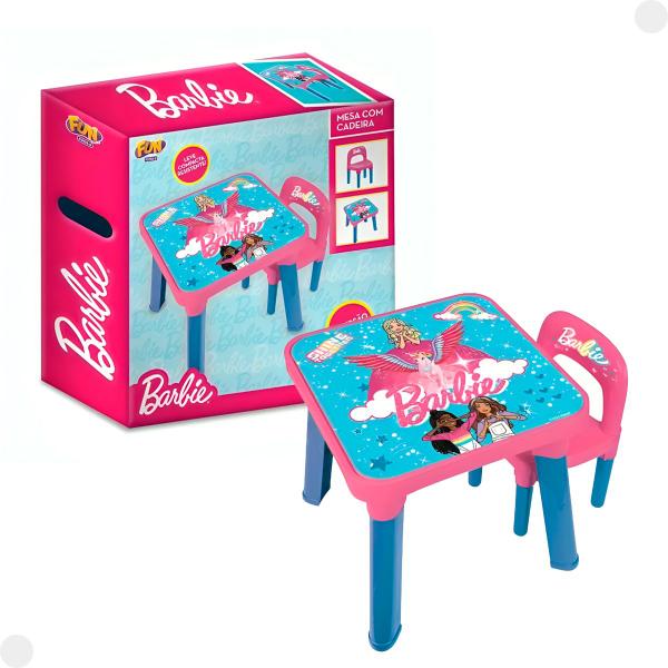 Imagem de Mesa De Atividades Barbie C/ Cadeira Rosa F01640 - Fun