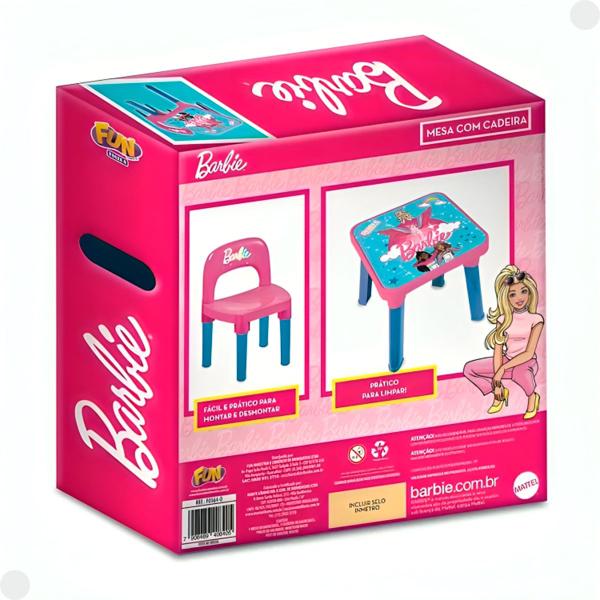 Imagem de Mesa De Atividades Barbie C/ Cadeira Rosa F01640 - Fun