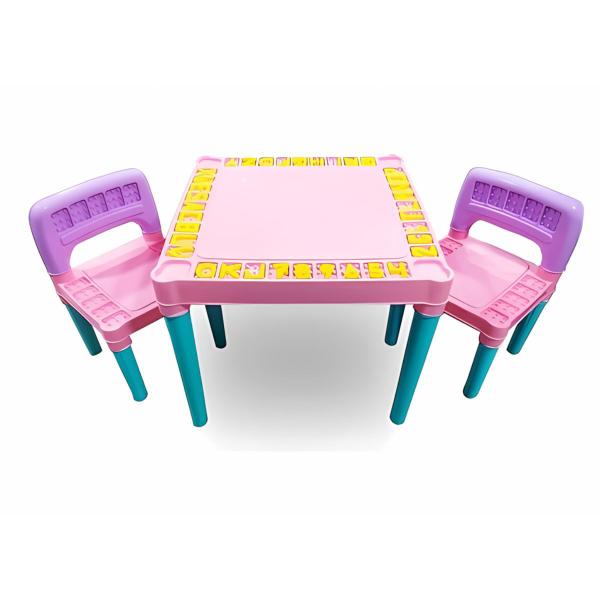 Imagem de Mesa De Atividades Infantil Rosa Com 2 Cadeiras Desmontável