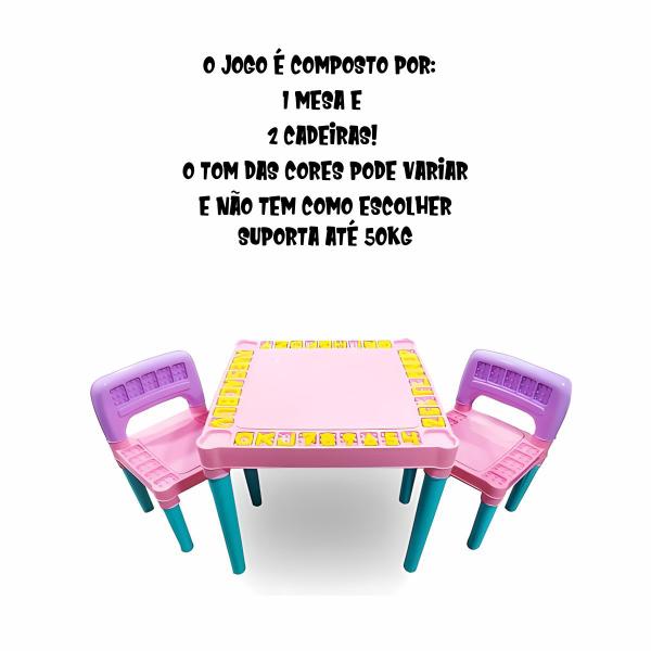 Imagem de Mesa De Atividades Infantil Rosa Com 2 Cadeiras Desmontável