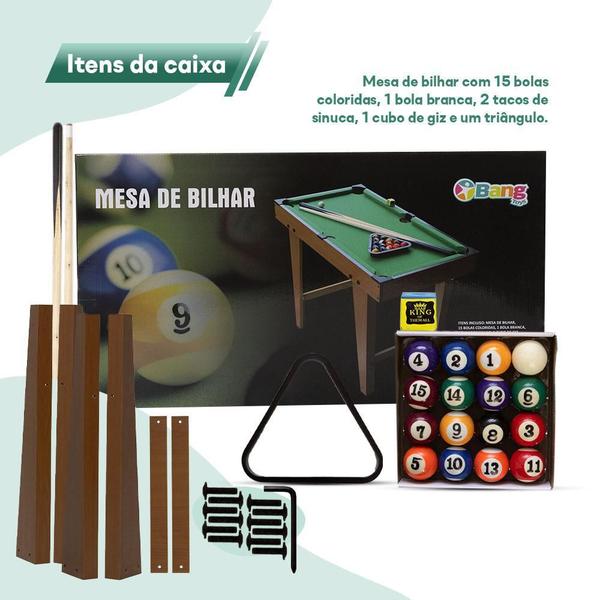 Imagem de Mesa de Bilhar Infantil Bang Toys Mini - MDF - 58x36,5x69 cm