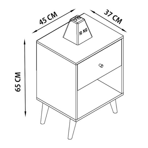 Imagem de Mesa De Cabeceira 01 Gaveta RE001 Branco Mel PP Milani Store