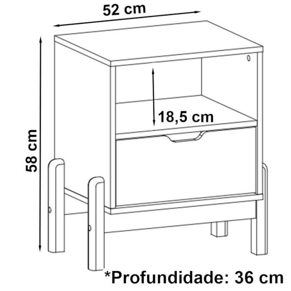 Imagem de Mesa de Cabeceira 1 Gaveta 004015 Off White DCASA