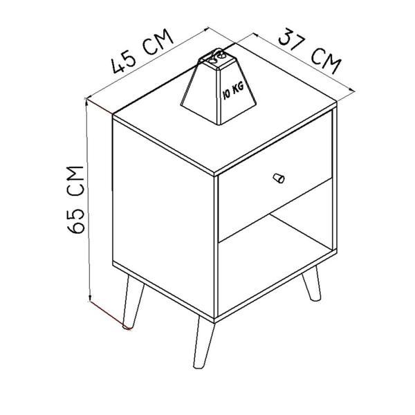 Imagem de Mesa de Cabeceira 1 Gaveta 1 Nicho RE001 Placa e Ponto