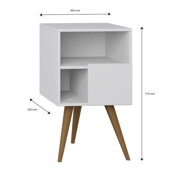 Imagem de Mesa de Cabeceira 1 Porta 2 Nichos e Pés Retrô 1008 Branco
