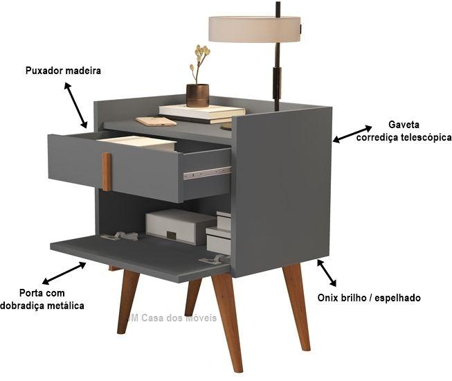 Imagem de Mesa de Cabeceira 1188 com 1 Gaveta 1 Porta Pés Palito Davi Plus - Cores - Comprar Moveis para sua Casa