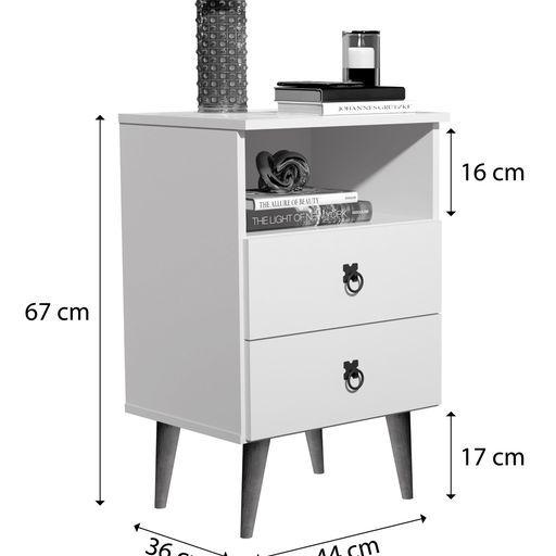Imagem de Mesa de Cabeceira 2 Gavetas Com Pés Retrô Beatriz - Várias Cores